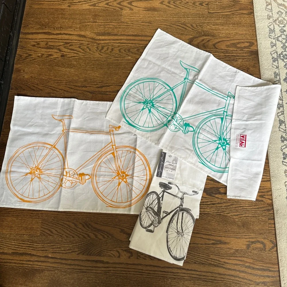 Vital Industries Flour Sack Towels Unisex OS Multi Bicycle Vintage Kitchen Decor
